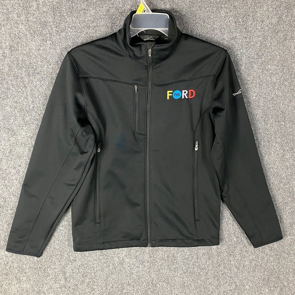 Eddie Bauer Athletic Jacket Men's Small Full Zip Black 100% Polyester Adults S